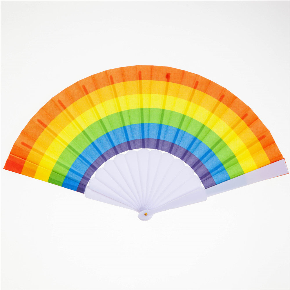 Summer Hand-operated Folding Fan Plastic Fan Color Fan Bone Flower Series Satin Cloth Fan