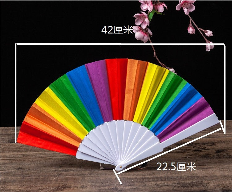 Summer Hand-operated Folding Fan Plastic Fan Color Fan Bone Flower Series Satin Cloth Fan