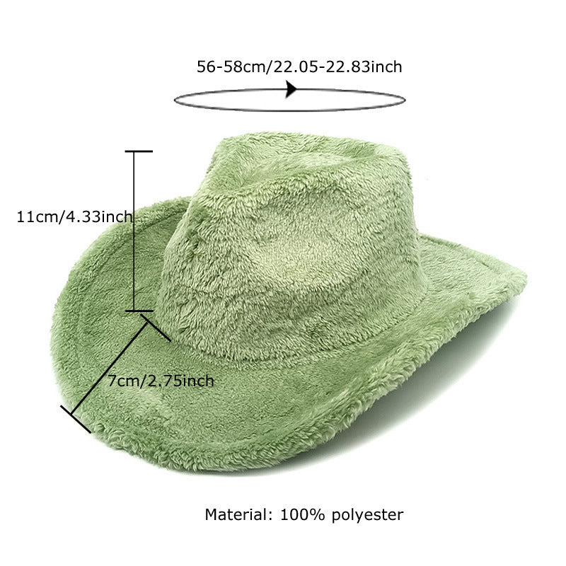Faux Rabbit Fur Western Cowboy Hat Female Woolen Hat