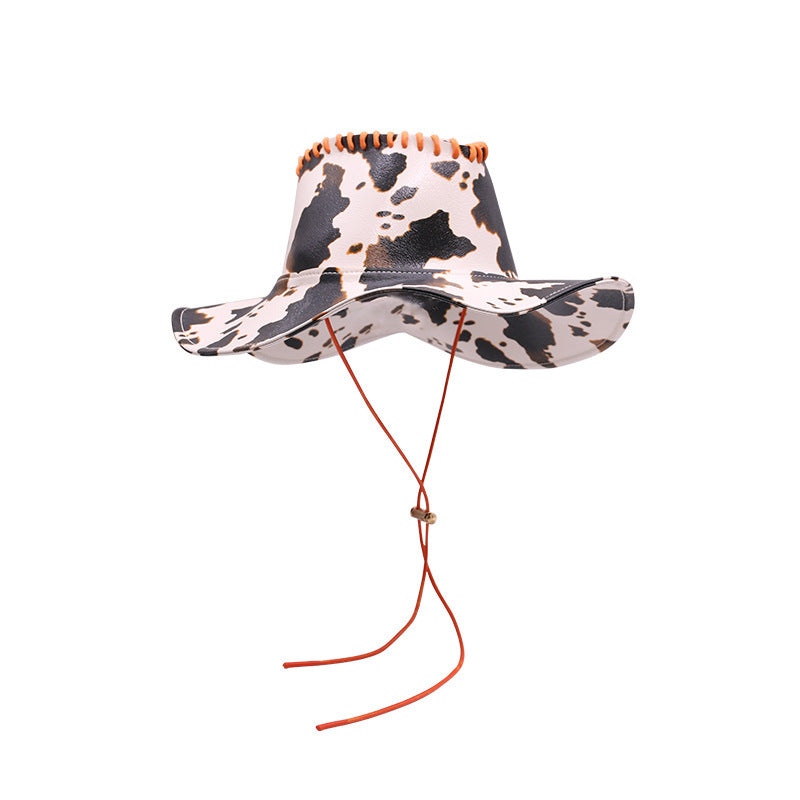 Women's Leather Retro Western Cowboy Hat