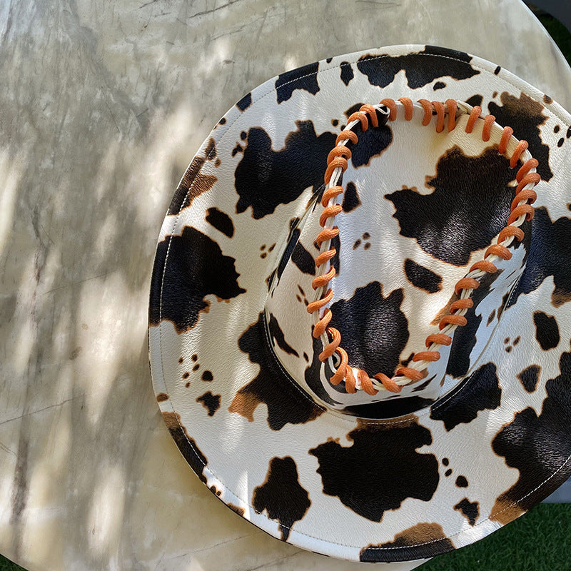 Women's Leather Retro Western Cowboy Hat