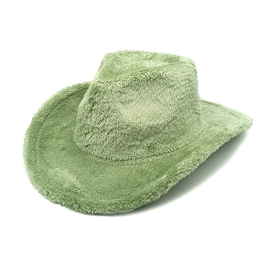 Faux Rabbit Fur Western Cowboy Hat Female Woolen Hat